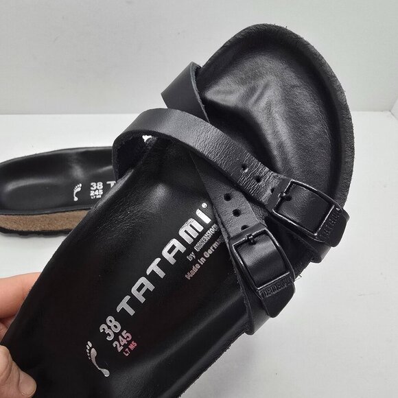 Tatami by Birkenstock | black leather neutral minimalist slide sandals | WMS 7 - Picture 4 of 9